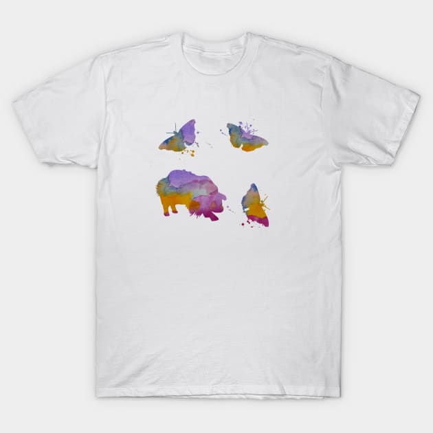 Border Collie Art With Butterflies T-Shirt by BittenByErmines